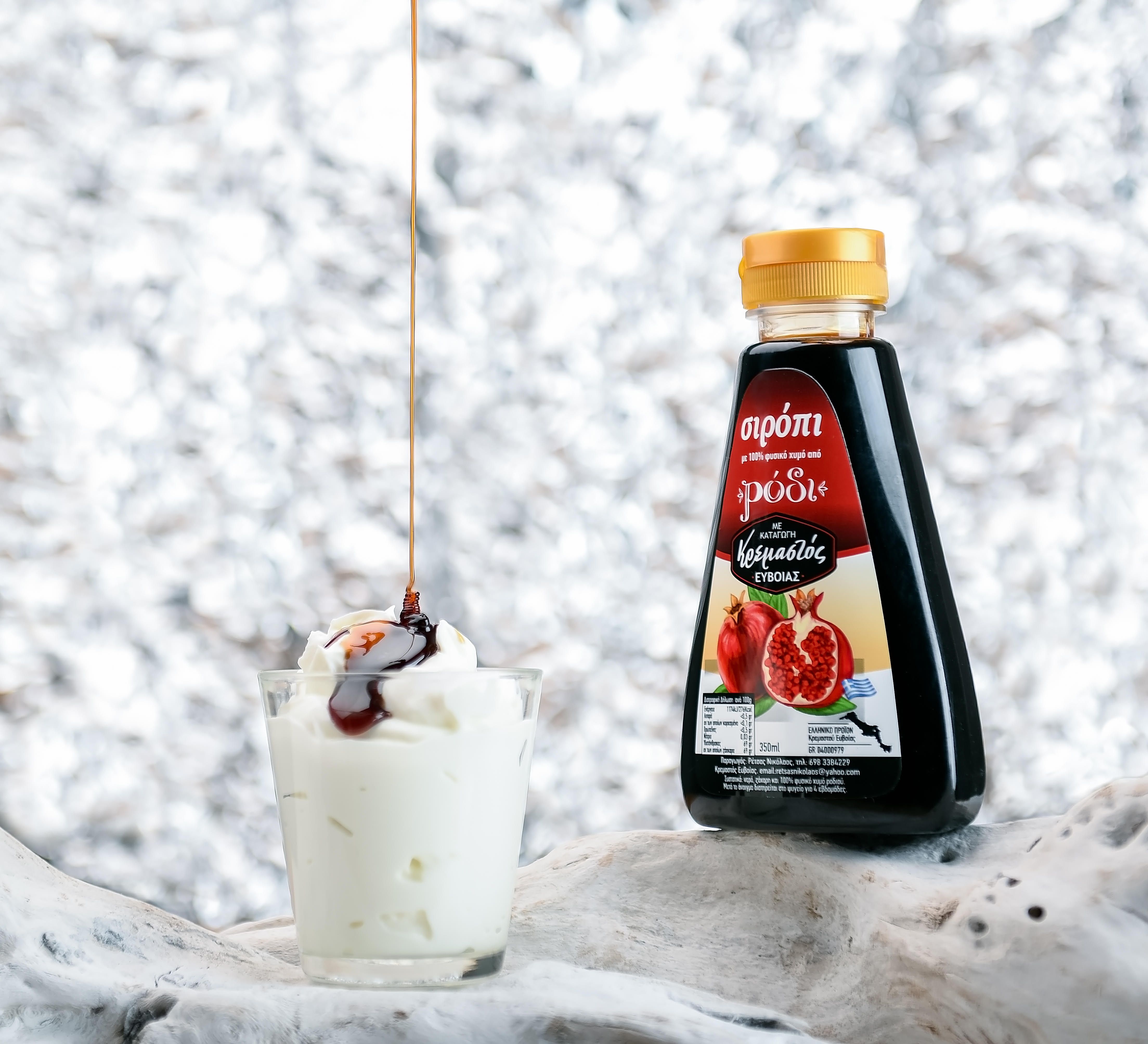 pomegranate syrup on ice cream