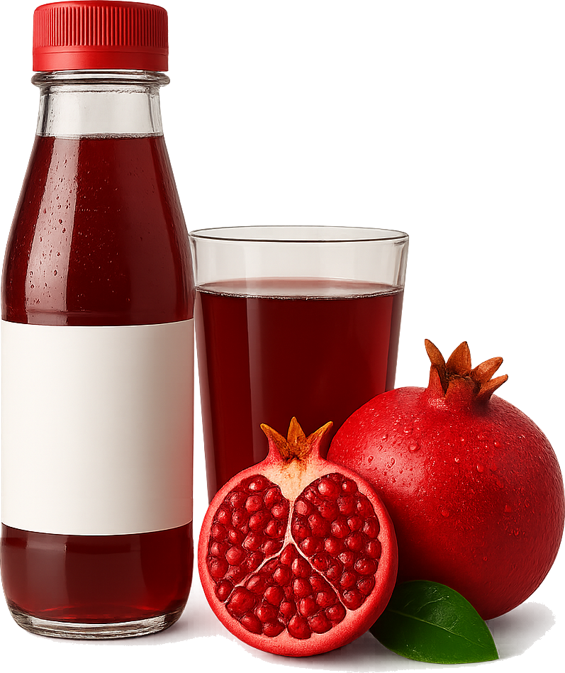 Ρόδι Κρεμαστός — μπουκάλι, ποτήρι και φρούτα